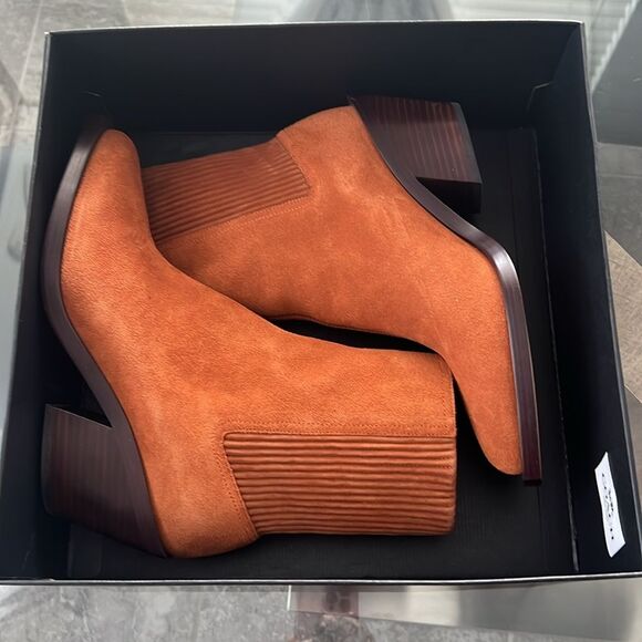 COACH Prestyn Ankle Booties Burnished Amber, Leather Suede, New, Size 9 - Picture 7 of 16